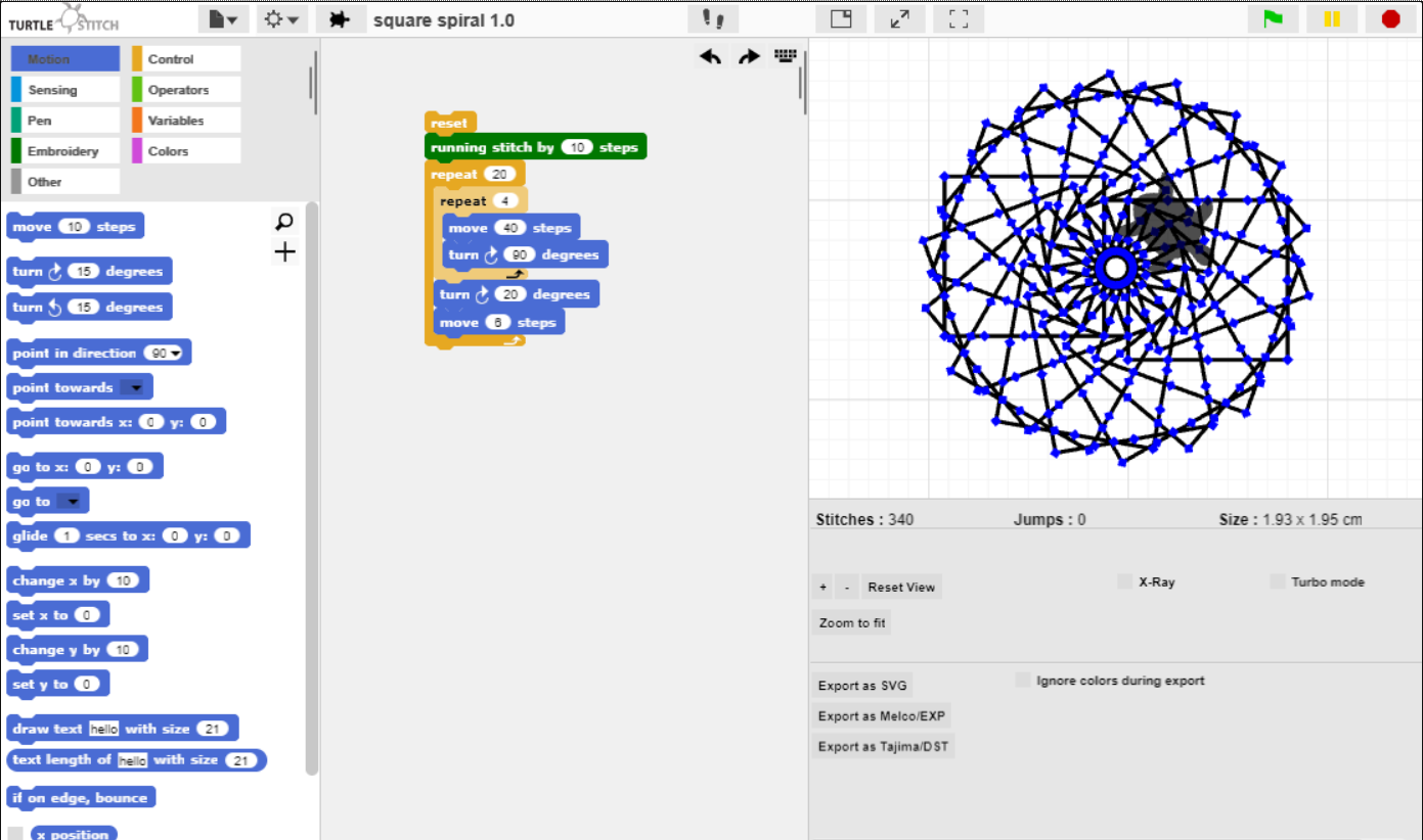 Creating Square Spirals